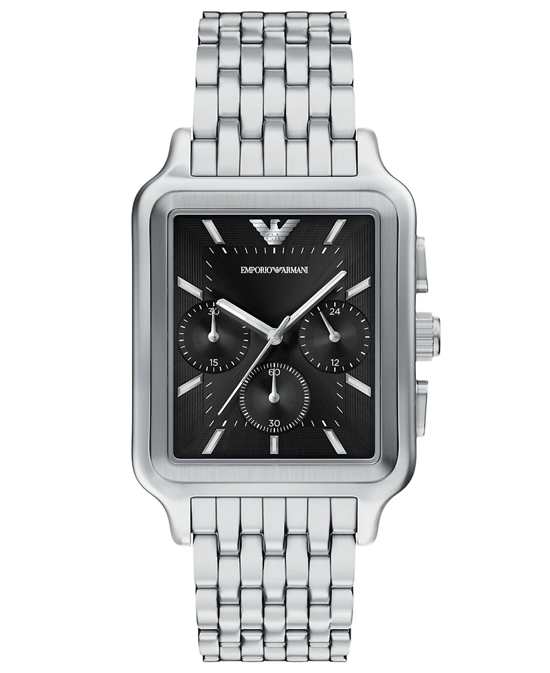 Emporio Armani Men's Quartz Chronograph Silver Stainless Steel Watch, 38mm