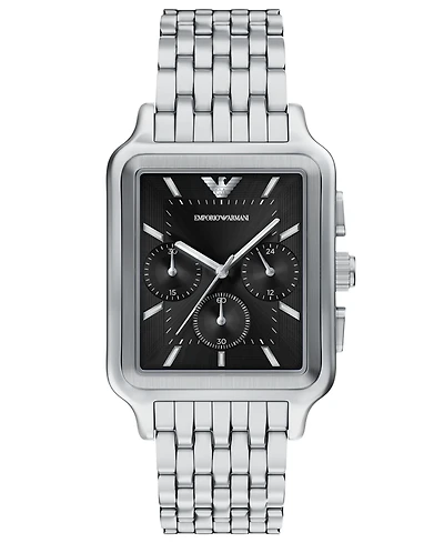 Emporio Armani Men's Quartz Chronograph Silver Stainless Steel Watch, 38mm