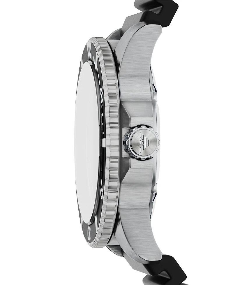 Emporio Armani Men's World Explorer Solar Three Hand Black Silicone Watch, 42mm