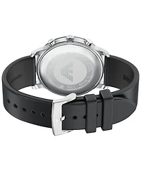 Emporio Armani Men's Quartz Chronograph Black Leather Watch, 42mm