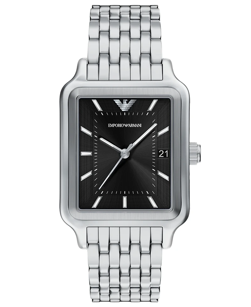 Emporio Armani Men's Quartz Three-Hand Silver Stainless Steel Watch, 36mm