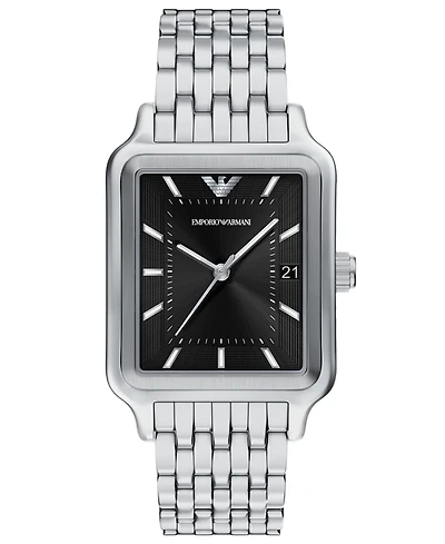 Emporio Armani Men's Quartz Three-Hand Silver Stainless Steel Watch, 36mm