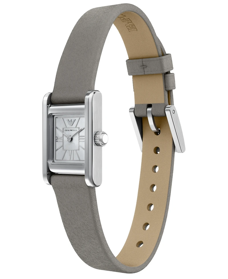 Emporio Armani Women's Quartz Two-Hand Gray Leather Watch, 26mm
