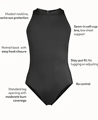 Lands' End Women's Mastectomy Tugless High Neck Portrait Back One Piece Swimsuit