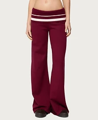 Edikted Women's Kaliya Stripey Foldover Knit Pants