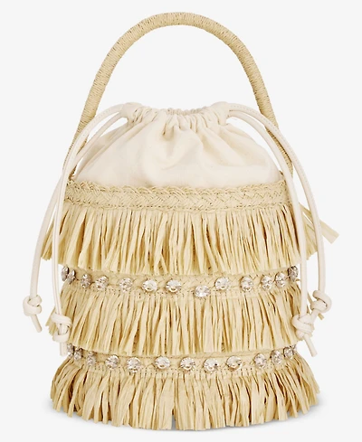 I.n.c. International Concepts Fringe And Crystal Mini Bucket Bag, Macy's Exclusive