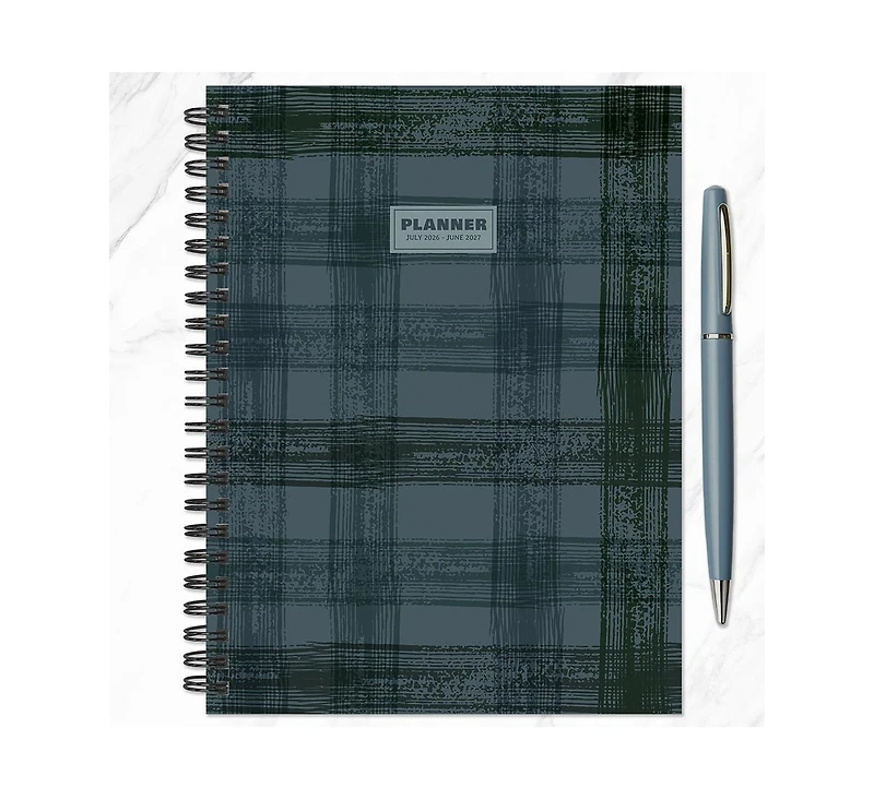 Tf Publishing Paper Goods July 2026 - June 2027 Blue Flannel Medium Weekly Monthly Planner