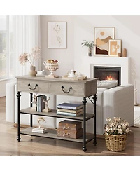 gaomon Entryway Table with Drawers and Storage Shelves, Narrow Console for Hallway, Living Room, or Behind Sofa, Rustic Brown Small Entry
