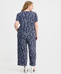 Anne Klein Essentials Plus Size Tulip Sleeve Top Wide Leg Cropped Pull On Pants