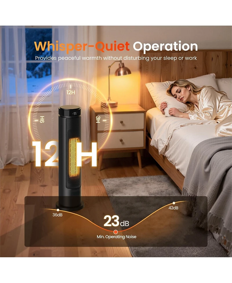 Heatdaz Tower Space Heaters for Indoor, 1500W Heaters with Remote, Ptc Ceramic Electirc Heater for Bedroom