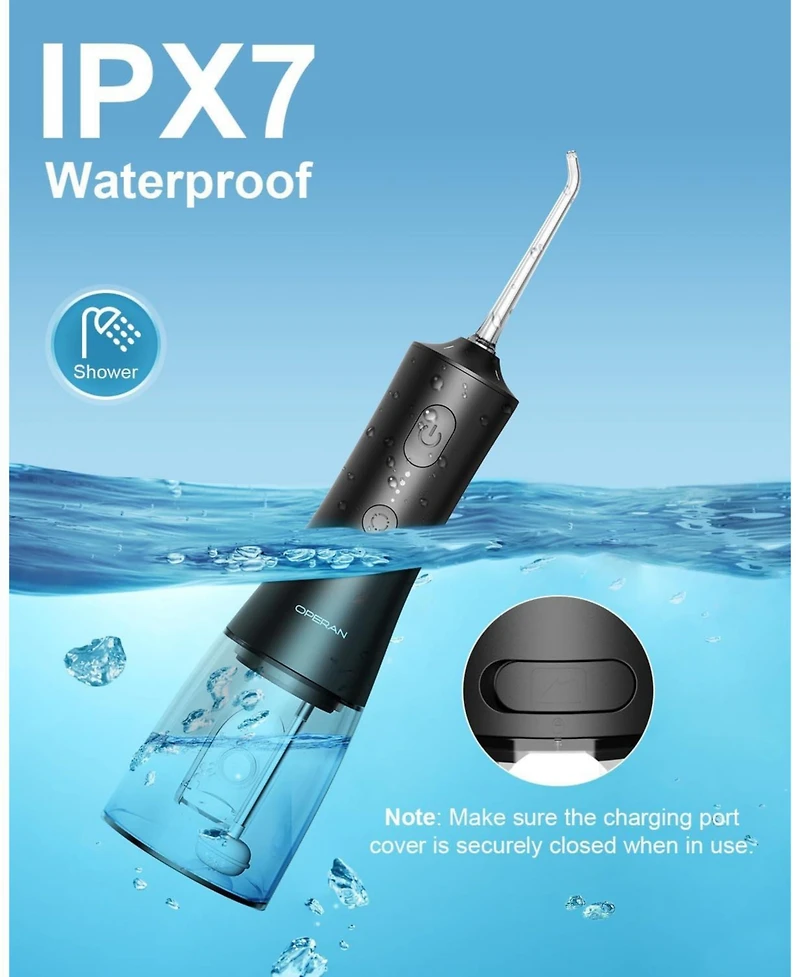 Operan 300ml Cordless Water Flosser with 4 Jet Tips, Portable Water Dental Flossers