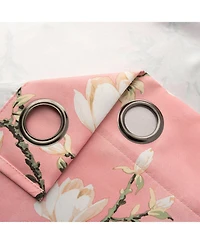 Olivia Gray 100% Polyester 200 Gsm Blossom Printed Blackout Grommet Curtain Panel 54" x 84" Blush