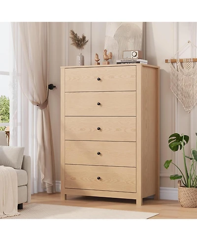 gaomon 5 Drawer Dresser for Bedroom – Modern Simply Chest of Drawers, Wood Storage Dresser with Deep Drawers for Living Room, Hallway, Entryway