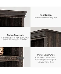 gaomon 67.4" Tall 5-Tier Farmhouse Bookcase - Wooden Bookshelf with Open Display Shelves and Storage, Freestanding Home Office, Living Room