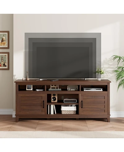 gaomon Tv Stand, Entertainment Center with Adjustable Shelves, Farmhouse Tv Stand with Cabinet Doors,for Living Room