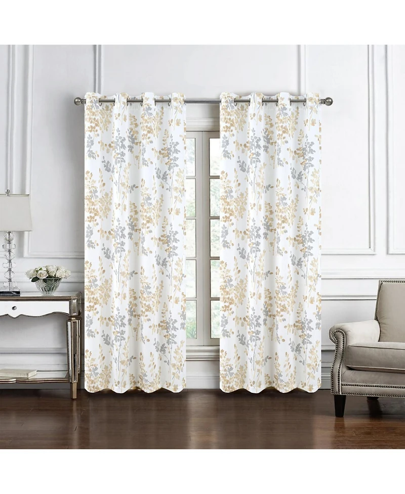 Olivia Gray 100% Polyester 140 Gsm Aiden Printed Textured Grommet Curtain Panel