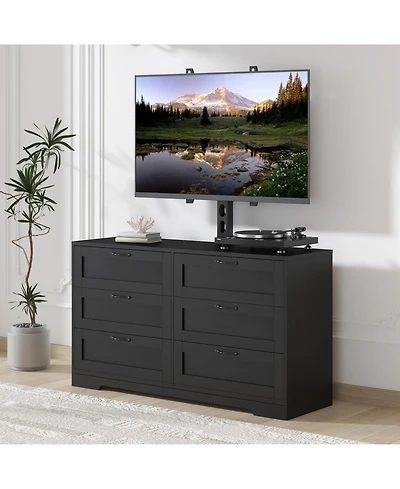gaomon Entertainment Center with Mount: Tv Stand Features 6 Drawers