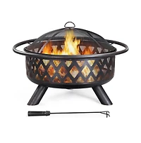 Yaheetech Rounded Outdoor Iron Fire Pit Wood Burning Heating for Bonfire