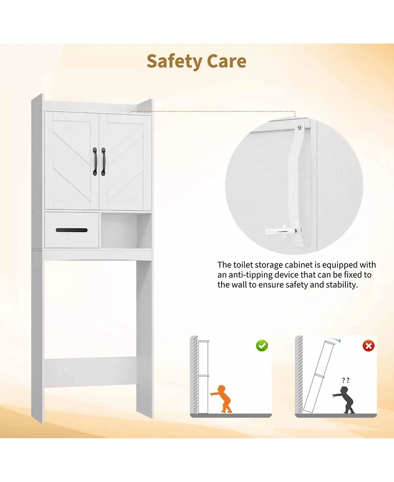 Homfan Over The Toilet Cabinet, Bathroom Storage Organizer, FreeStanding Toilet Shelf for Bathroom, Restroom, Laundry, with Paper Storage