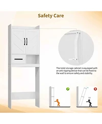 Homfan Over The Toilet Cabinet, Bathroom Storage Organizer, FreeStanding Toilet Shelf for Bathroom, Restroom, Laundry, with Paper Storage