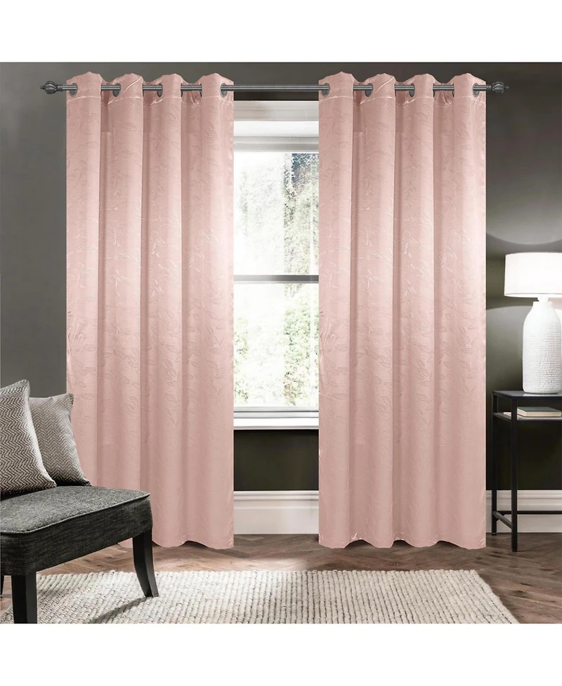 Olivia Gray 100% Polyester 200 Gsm Arlo Embossed Blackout Grommet Curtain Panel 54" x 84" Blush