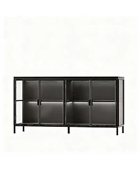 Yigii Led Illuminated Sideboard with Clear Shelves and Metal Frame for Living Room