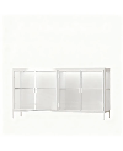 Yigii Led Illuminated Sideboard with Clear Shelves and Metal Frame for Living Room