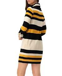 Ivonne Women's Long Sleeve Color Block Shift Dress