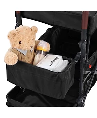 Mecale Wagon Stroller for 2 Kids, Collapsible Push Pull Quad with Adjustable Handle, Harness, Removable Canopy, 4 Wheels Brakes