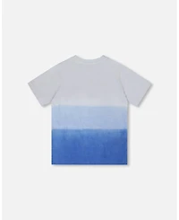 Deux par Little Boy Cotton Jersey T-Shirt with Print Gradient