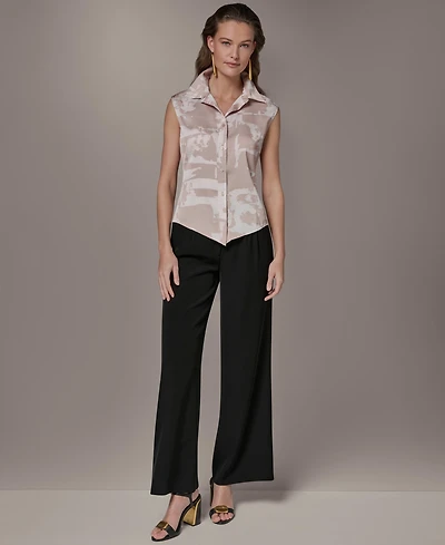 Donna Karan New York Petite Sleeveless Collared Top