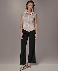 Donna Karan New York Petite Sleeveless Collared Top