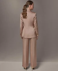 Donna Karan New York Petite Lapel Neck Jacket Wide Leg Pants