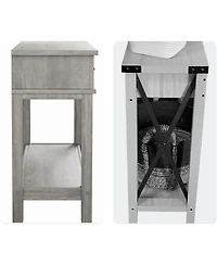 gaomon Farmhouse Entryway Table, 2 Tier Console Table with 3 Storage Drawers, 54" Wooden Sofa for Living Room