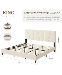 gaomon California King Platform Bed with Adjustable Headboard, Linen Upholstered Frame