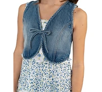 Rare Editions Girls' 7-16 Floral Smocked Dress and Vest, 2-Piece Set