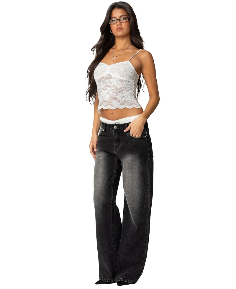 Edikted Women's Rut Sheer Lace Tank Top