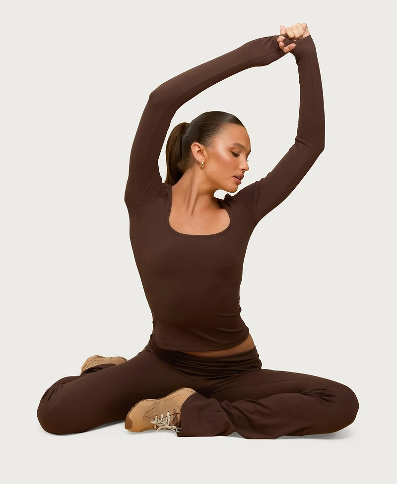 Edikted Women's Hayden Square Neck Long Sleeve Top