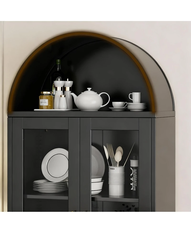 Yigii Arched Glass Cabinet for Home Office, Easy Assembly