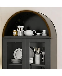 Yigii Arched Glass Cabinet for Home Office, Easy Assembly