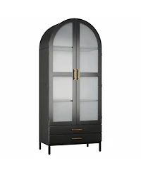 Yigii Arched Glass Cabinet for Home Office, Easy Assembly
