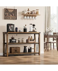 gaomon Farmhouse Table,47" Narrow Long Console Table with Storage, 3 Tier Wood for Living Room, Sofa Tables Behind