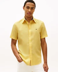 Tommy Hilfiger Men's Short-Sleeve Pigment-Dyed Linen Button-Front Shirt