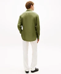 Tommy Hilfiger Men's Pigment-Dyed Linen Button-Down Long Sleeve Shirt