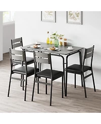 gaomon 5-Piece Dining Table Set Sturdy Wooden Square Table and Chair Breakfast Table Set for 4 Person for Home or Commercial Dining Room