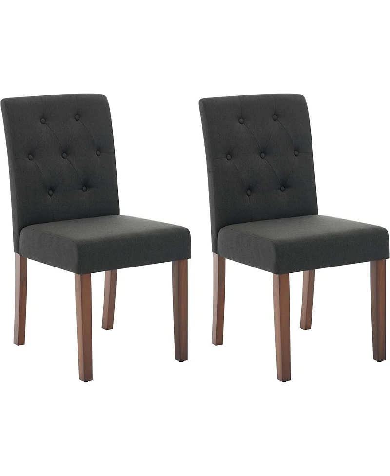 gaomon Upholstered Dining Chairs Set of 2 Modern Fabric Kitchen Side Chairs with Sturdy Wood Legs Parsons Design Comfortable Soft Linen