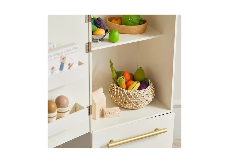 Tiny Land Play Kitchen Accessories – Play Kitchen Fridge: Wooden Cabinet Refrigerator for Kids