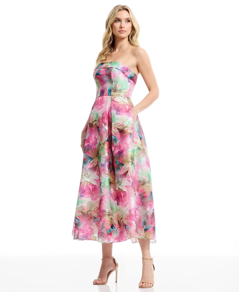 Dress the Population Women's Mika Strapless Floral
