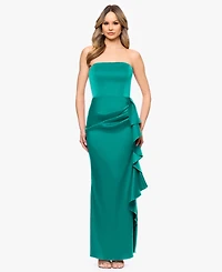 Betsy & Adam Women's Strapless Ruffle Detail Gown