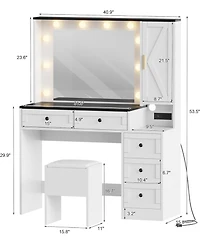 gaomon Makeup Vanity Set - Vanity Desk with Lighted Mirror and Charging Station